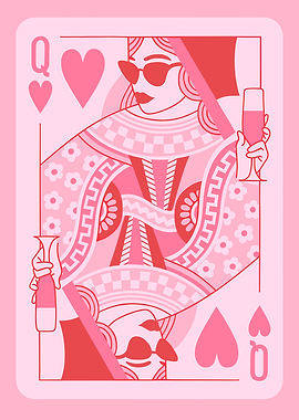 Queen of Hearts Card Illustration