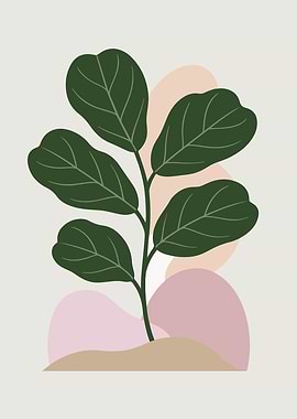 Minimalist Plant Art with Abstract Shapes