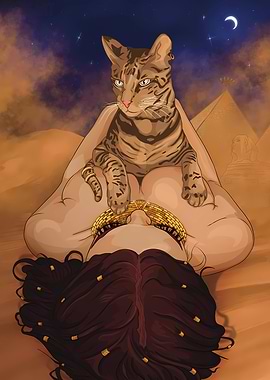 Egyptian Cat Goddess Illustration