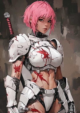 Pink-haired warrior in white armor