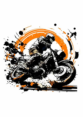 Motorcycle Rider Graphic Art