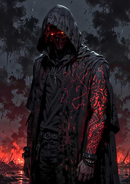 Cursed Skull Reaper with Red Tattoos