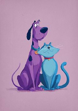 Cartoon Dog and Cat Illustration