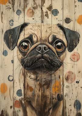 Pug Portrait on Wood Panel || Cute Dog Portrait