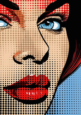 Pop Art Woman Portrait Close-Up