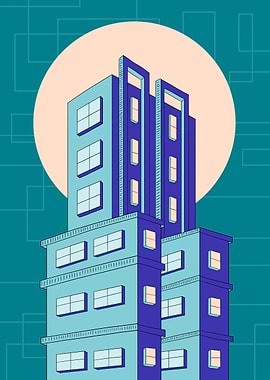 Geometric Building with Sun