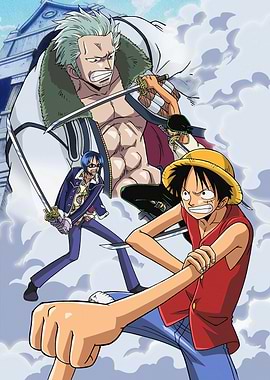 East Blue Luffy and Zoro vs Smoker and Tashigi