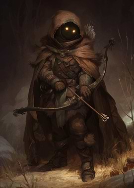 Hooded Archer with Glowing Eyes