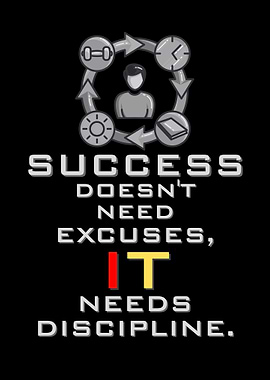 Success Needs Discipline Motivational Poster