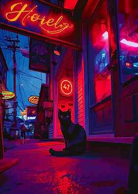 Neon Hotel Alley Cat