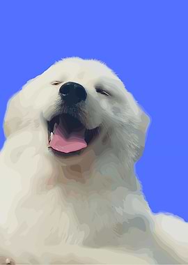Happy Dog Portrait on Blue Background