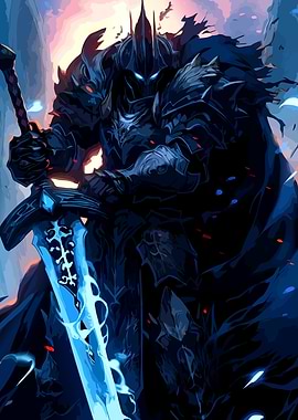 Dark Knight with Glowing Sword
