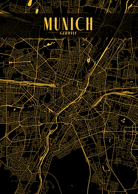 Munich Golden Map Art