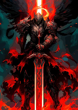 Fiery Angel Warrior with Sword