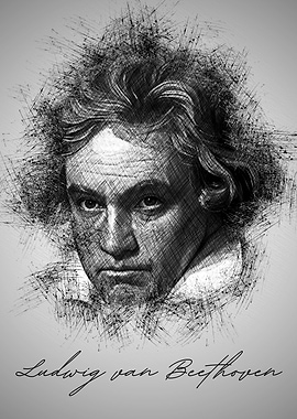 Ludwig van Beethoven Sketch Portrait