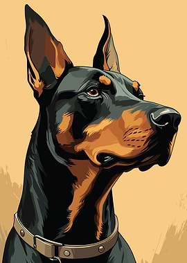Doberman Portrait Illustration