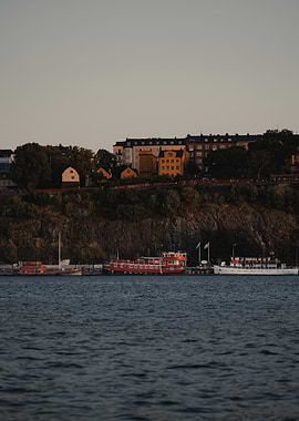 Stockholm cityscape with boats and buildings