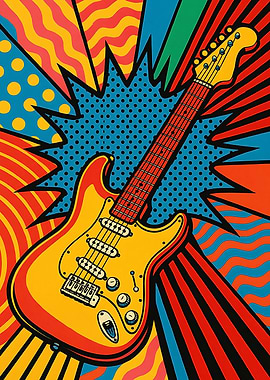 Electric Guitar Pop Art Illustration