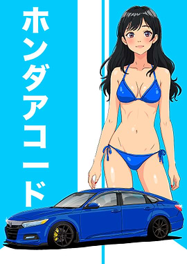 Honda Accord Anime Girl Illustration
