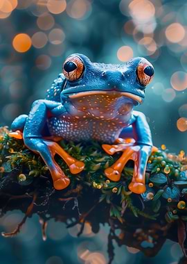 Blue and Orange Tree Frog Portrait