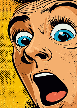 Pop Art Shocked Face Close-Up