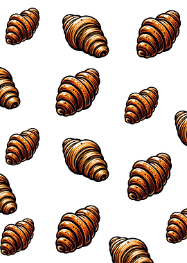Croissant Pattern on White Background