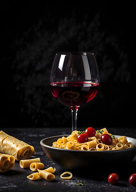 Pasta and Wine Still Life