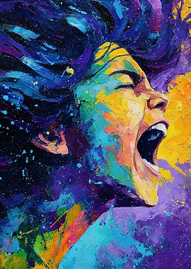 Screaming Woman Abstract Painting