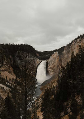Waterfall in a canyon landscape