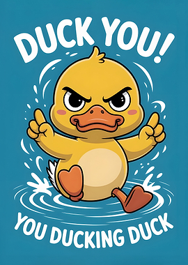 Angry Duck Cartoon Illustration
