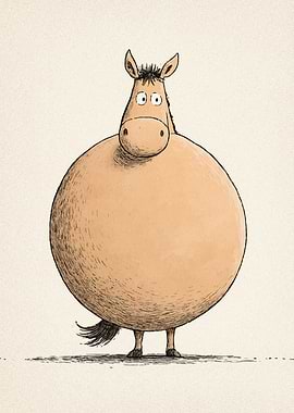 Cartoon Horse with Round Body