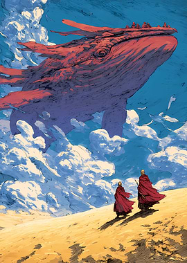 Monks, Whale, and Clouds