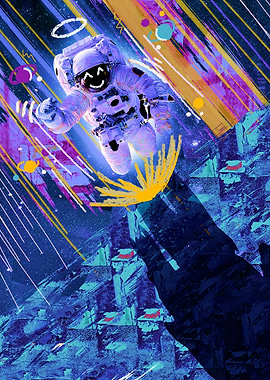 Astronaut in Space with Halo