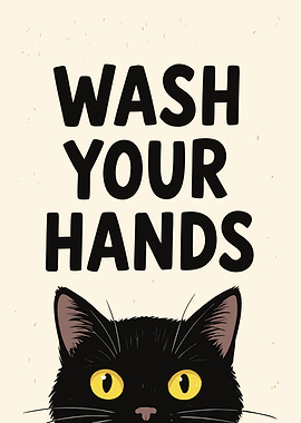 Wash Your Hands Cat Poster