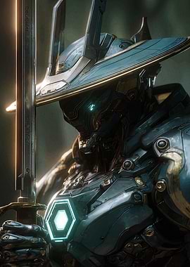 Cyberpunk Samurai Warrior with Sword