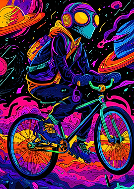 Astronaut Biker in Space