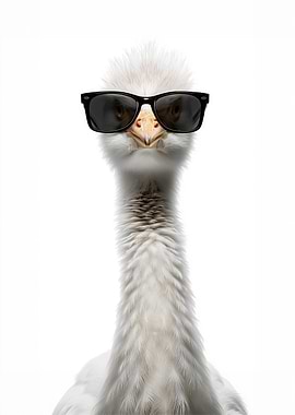 Cool Egret Bird with Sunglasses