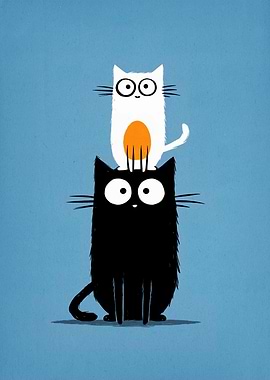 Two Cats Stacked on Each Other