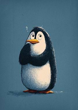 Pensive Penguin Illustration