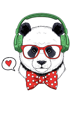 Panda with Headphones and Bowtie