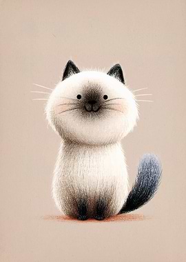 Cute Siamese Cat Illustration