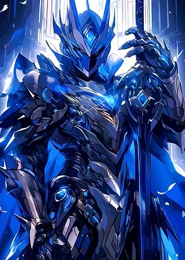 Blue Armored Knight with Sword