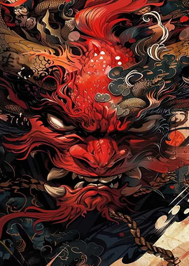 Red Dragon Face Illustration