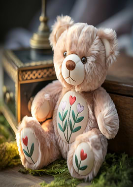 Teddy Bear with Floral Embroidery