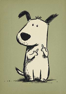 Cartoon Dog Giving the Finger