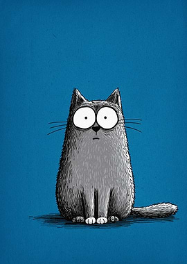Cartoon Cat with Wide Eyes