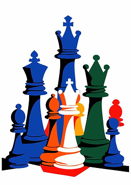 Colorful Chess Pieces Illustration