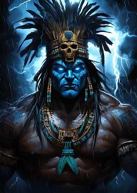 Aztec Warrior in Storm