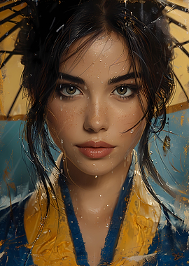 Woman with Umbrella in the Rain