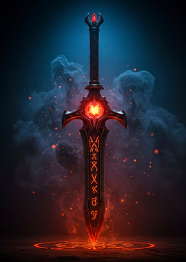 Enchanted Sword with Runes and Glow